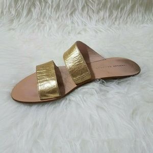 Womens Two Strap Gold Sandal